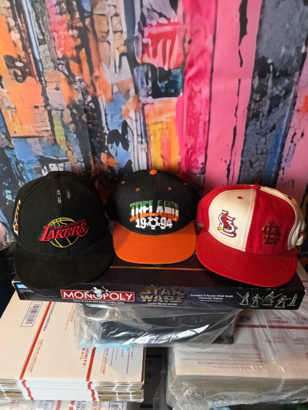Vintage Hat Lot Lakers Cardinals Ireland World Cup Snapback Fitted Cap Bundle Ra